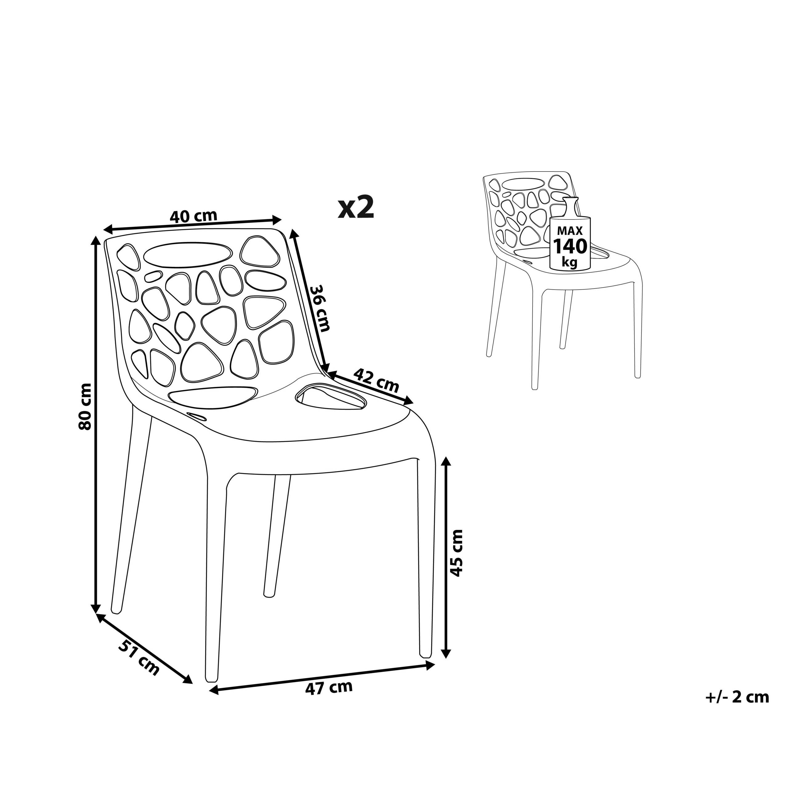 Beliani - Chaise d'Intérieur et d'Extérieur en Plastique Noir Empilable Résistante pour Salon Salle à Manger ou Jardin au Style Moderne - Imagen 3