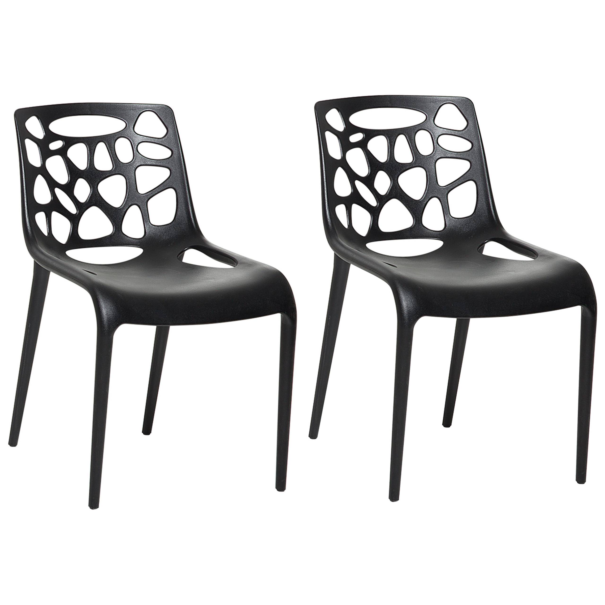 Beliani - Chaise d'Intérieur et d'Extérieur en Plastique Noir Empilable Résistante pour Salon Salle à Manger ou Jardin au Style Moderne - Imagen 1