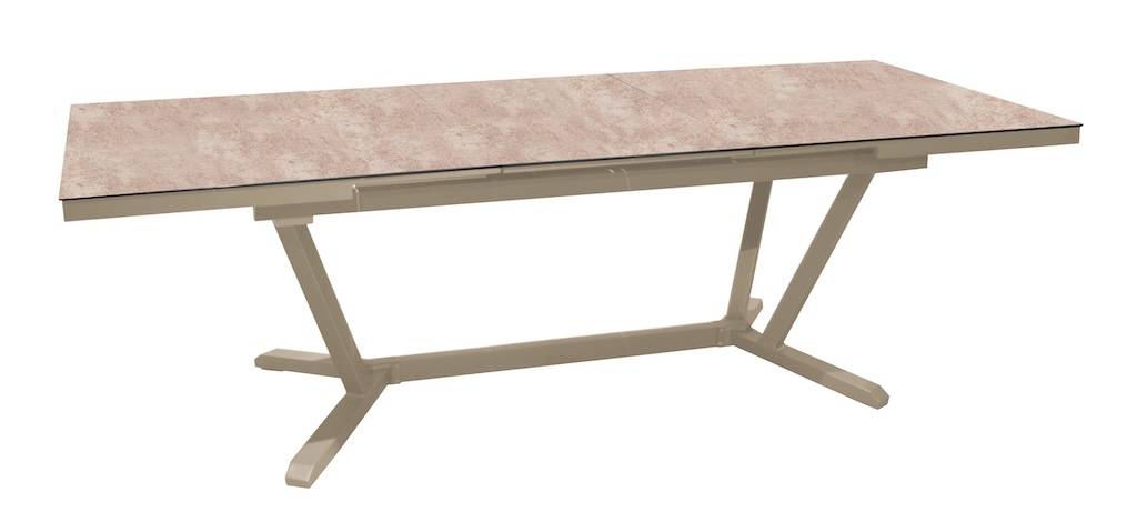 Proloisirs - Table extensible - VITA - Aluminium époxy sand - Plateau céramique Kedra Downtown 6 mm - 180/240 x 100 cm PROLOISIRS