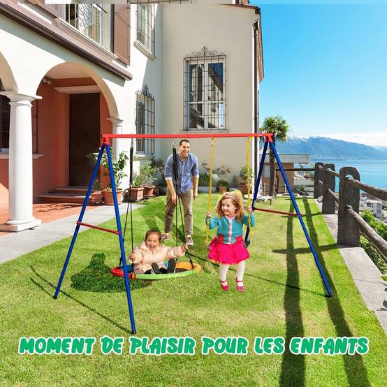 Leogreen Balancoire Nid D'oiseau 120 Cm Charge Maximal 300 Kg Reglable En Hauteur De 100 A 180cm Avec Sangles De Suspension Ensemble Multicolore 6851392e2b134731294d897f Leogreen Balancoire Nid D'oiseau 120 Cm Charge Maximal 300 Kg Reglable En Hauteur De 100 A 180cm Avec Sangles De Suspension Ensemble Multicolore 6851392e2b134731294d897f