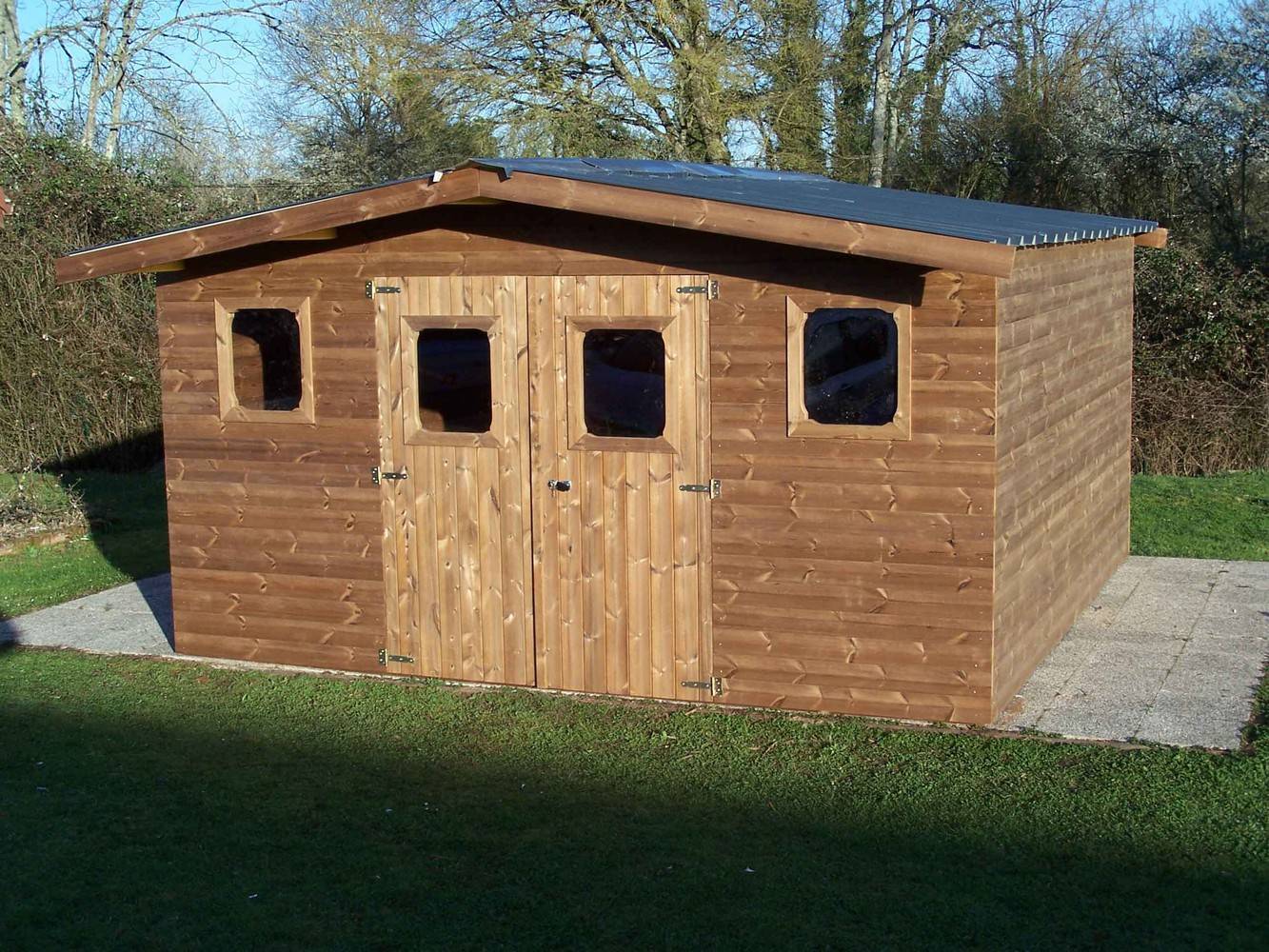 Habrita - Abri THERMABRI madriers - 19,69 m² sans plancher - toit double pente bac acier Habrita - Imagen 1