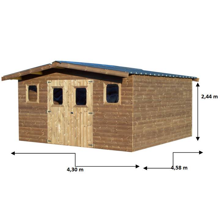 Habrita - Abri THERMABRI madriers - 19,69 m² sans plancher - toit double pente bac acier Habrita - Imagen 3