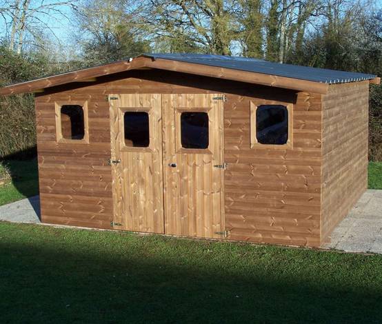 Habrita - Abri THERMABRI madriers - 19,69 m² sans plancher - toit double pente bac acier Habrita - Imagen 2
