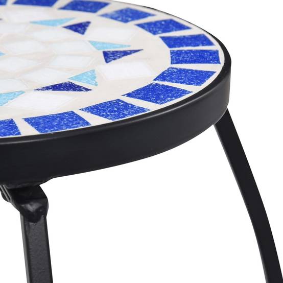 Set de 3 Guéridons Porte-Plantes Mosaïque en Fer et Céramique pour Terrasse Bleu et Blanc – ComfortXL Outdoor Living - Image 7