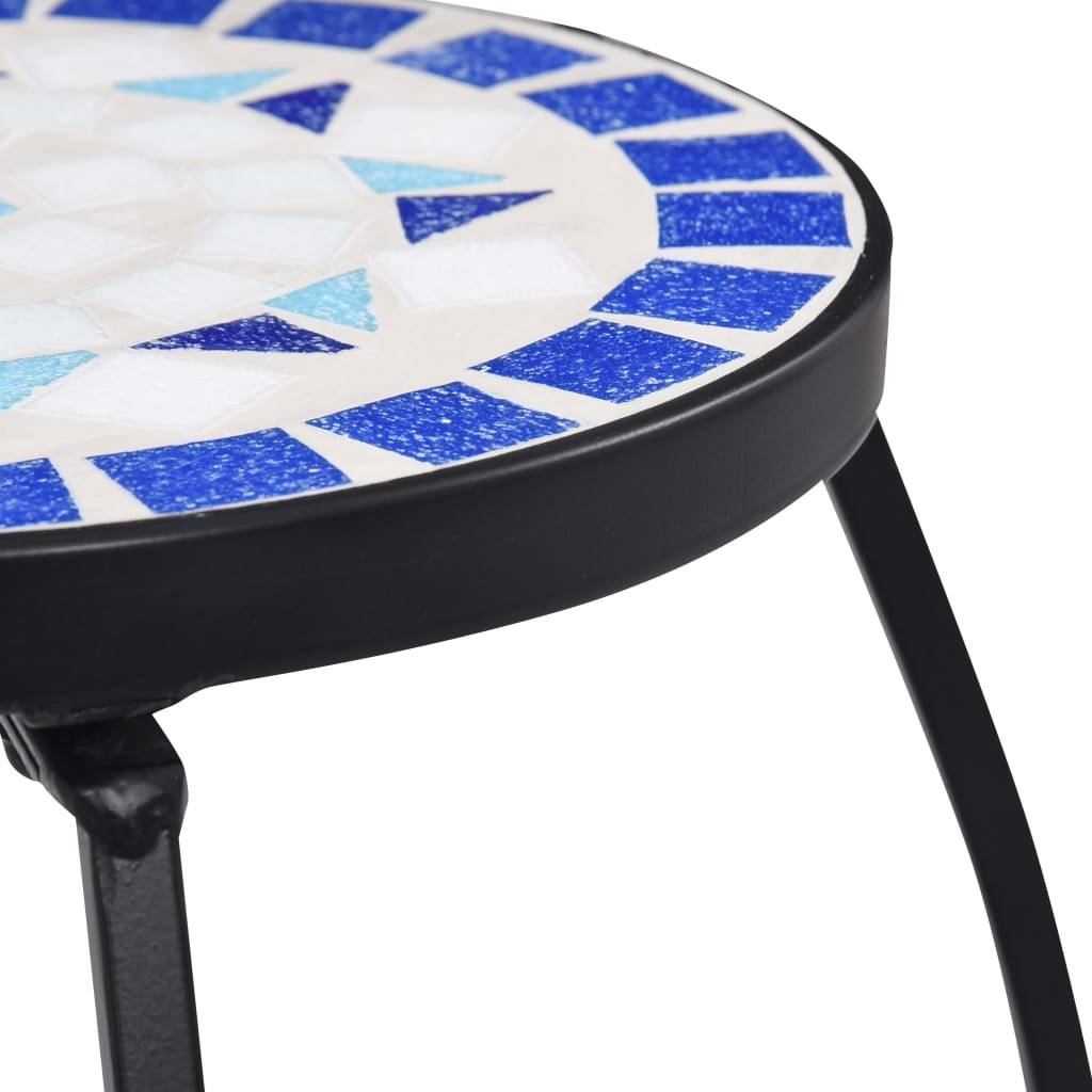 Set de 3 Guéridons Porte-Plantes Mosaïque en Fer et Céramique pour Terrasse Bleu et Blanc – ComfortXL Outdoor Living - Imagen 7
