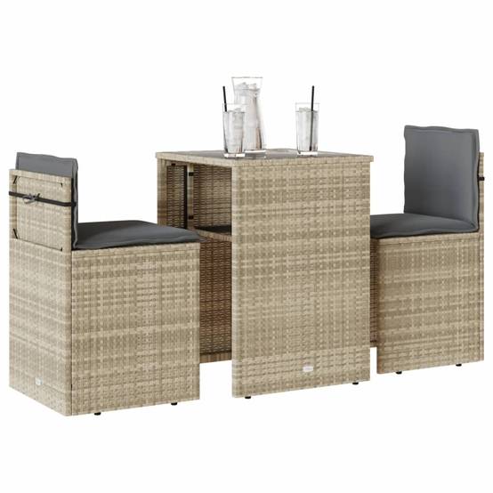 Ensemble de bistro 3 pcs | Mobilier d'extérieur et coussins gris clair résine tressée Maison Chic - Image 2