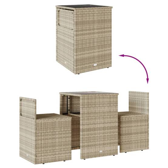 Ensemble de bistro 3 pcs | Mobilier d'extérieur et coussins gris clair résine tressée Maison Chic - Image 8