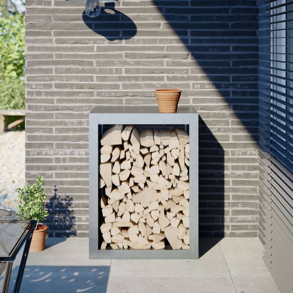 Range bûches en acier galvanisé extérieur jardin anti-rouille 80 cm – ComfortXL Outdoor Living - Image 1