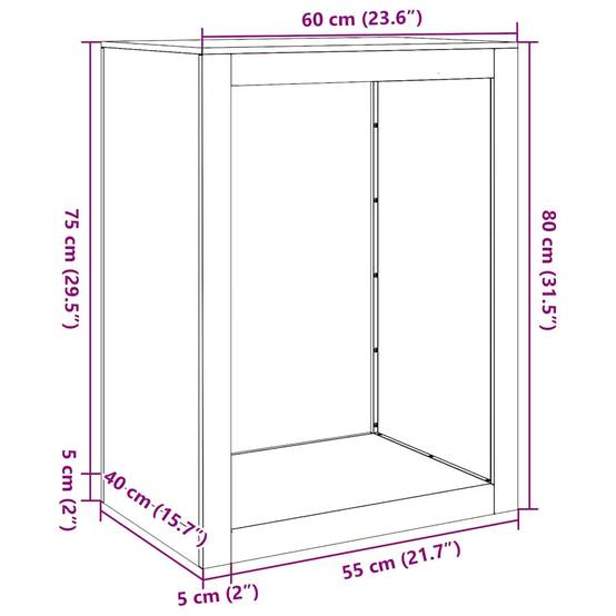 Range bûches en acier galvanisé extérieur jardin anti-rouille 80 cm – ComfortXL Outdoor Living - Image 3