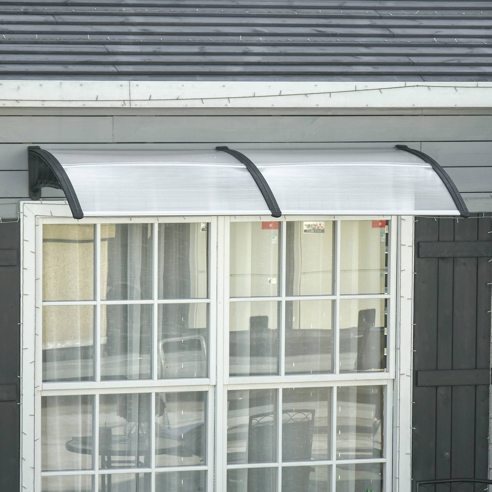 Auvent de porte polycarbonate pour entrée protection pluie et UV 200x96cm Noir - ComfortXL Outdoor Living - Image 4