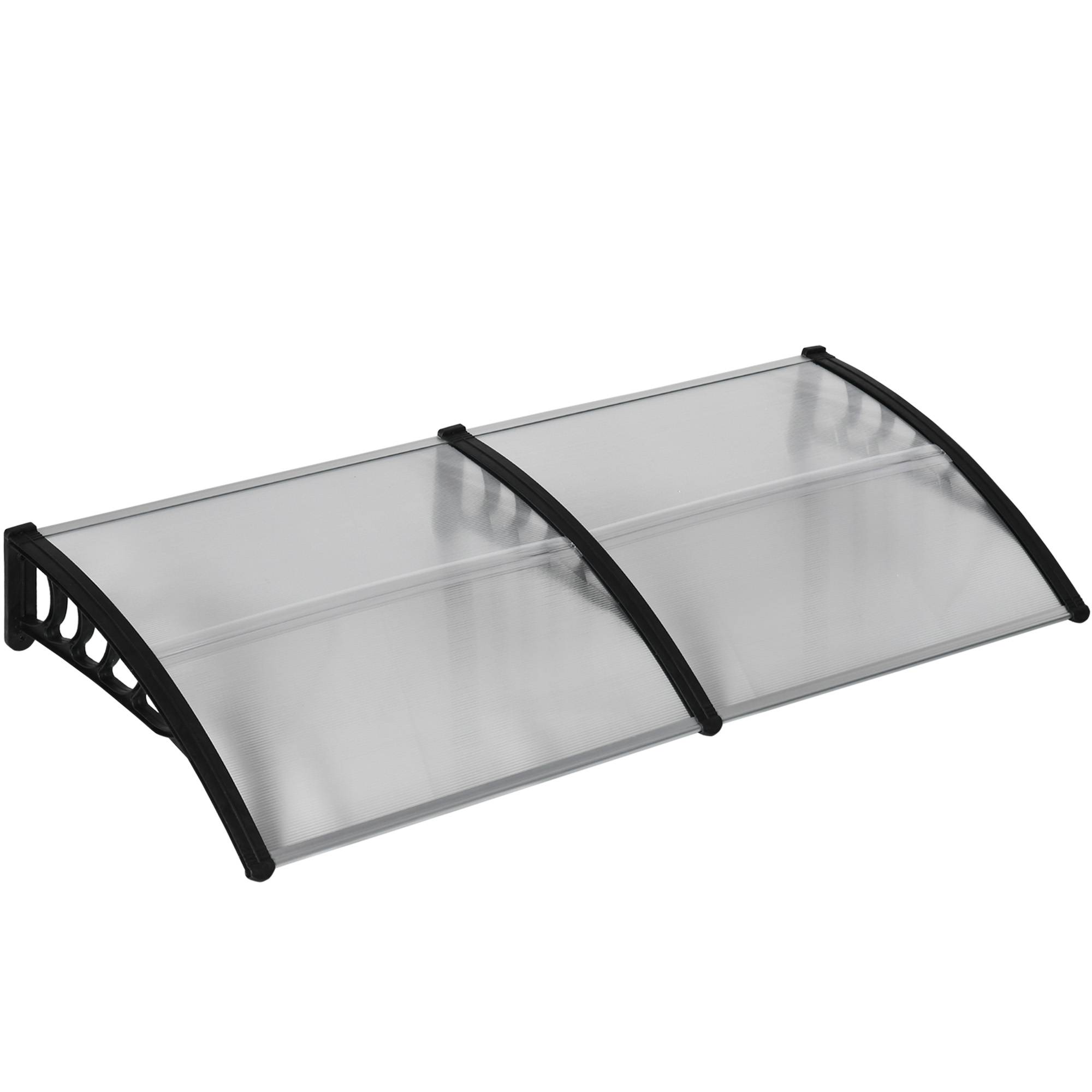 Auvent de porte polycarbonate pour entrée protection pluie et UV 200x96cm Noir - ComfortXL Outdoor Living - Image 2