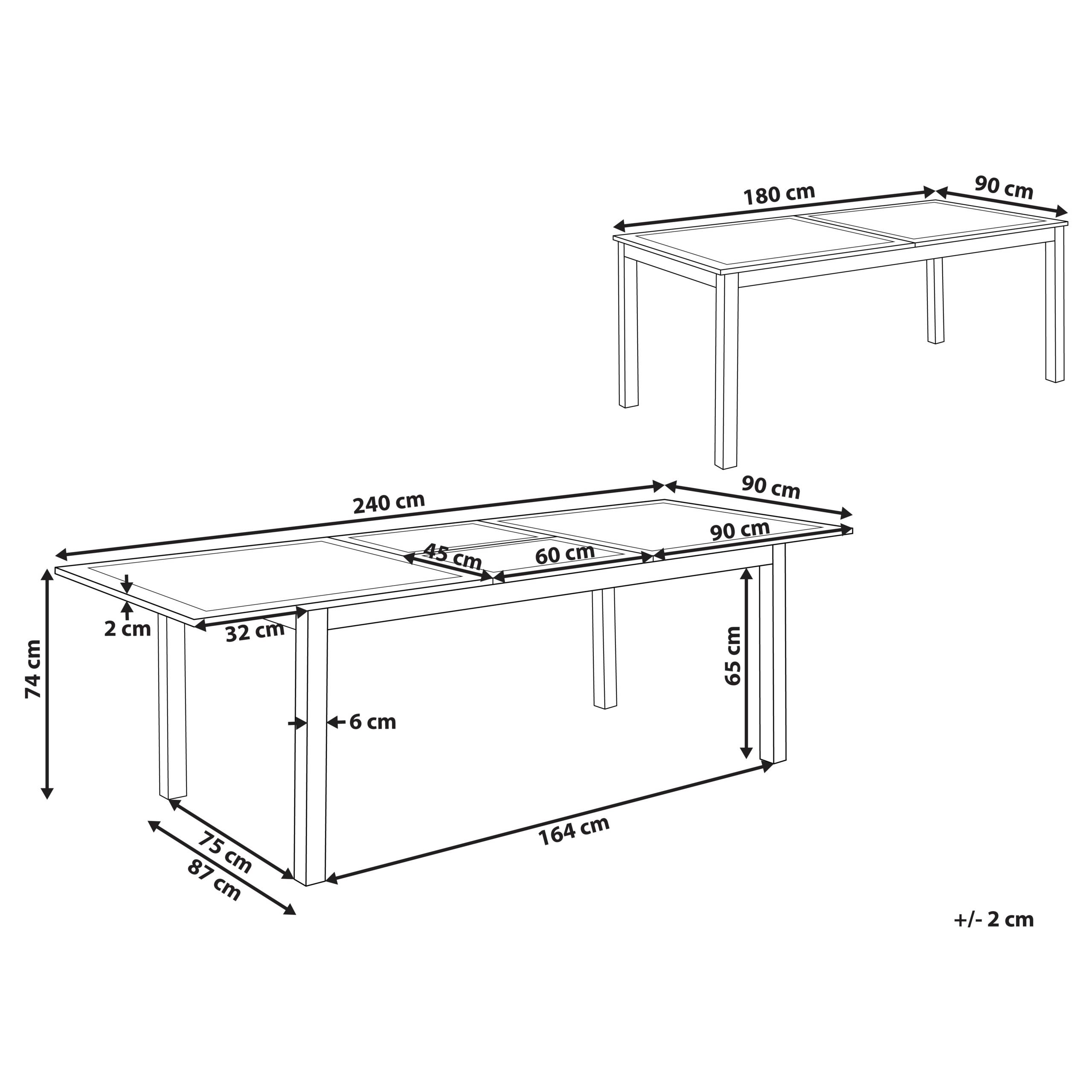 Beliani - Table de repas, 8 Personnes Aluminium Blanc SKALOMA - 90x240x74- Beliani - Image 3