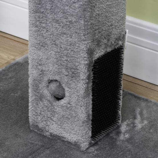 Poteau à gratter chat jute peluche balles jouet brosses toilettage 59x79cm gris - ComfortXL Outdoor Living - Image 10