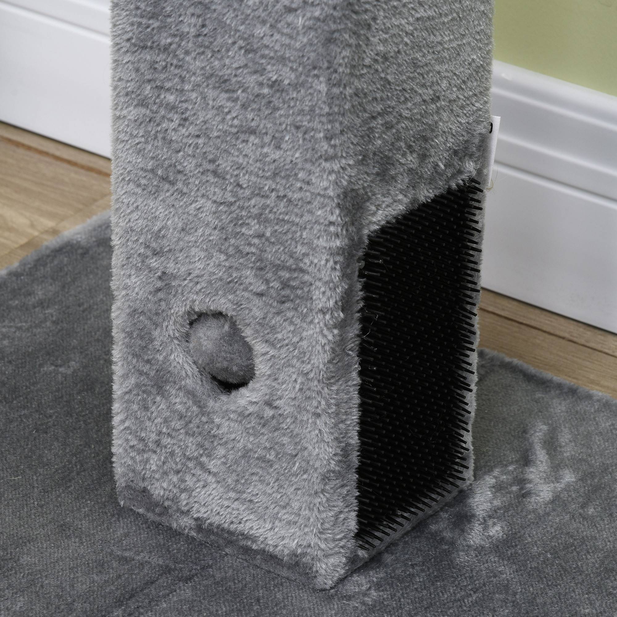 Poteau à gratter chat jute peluche balles jouet brosses toilettage 59x79cm gris - ComfortXL Outdoor Living - Image 10