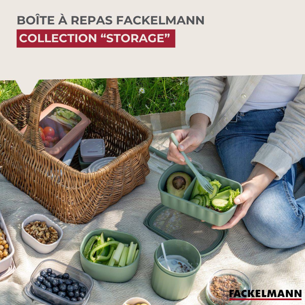 Lunchbox Bleue à compartiment réglable 1 litre sans BPA Fackelmann Storage - Image 2
