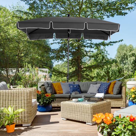 ComfortXL - Parasol Rectangulaire Inclinable Aluminium Balcon Terrasse 200x130cm Gris - ComfortXL Outdoor Living - Image 1