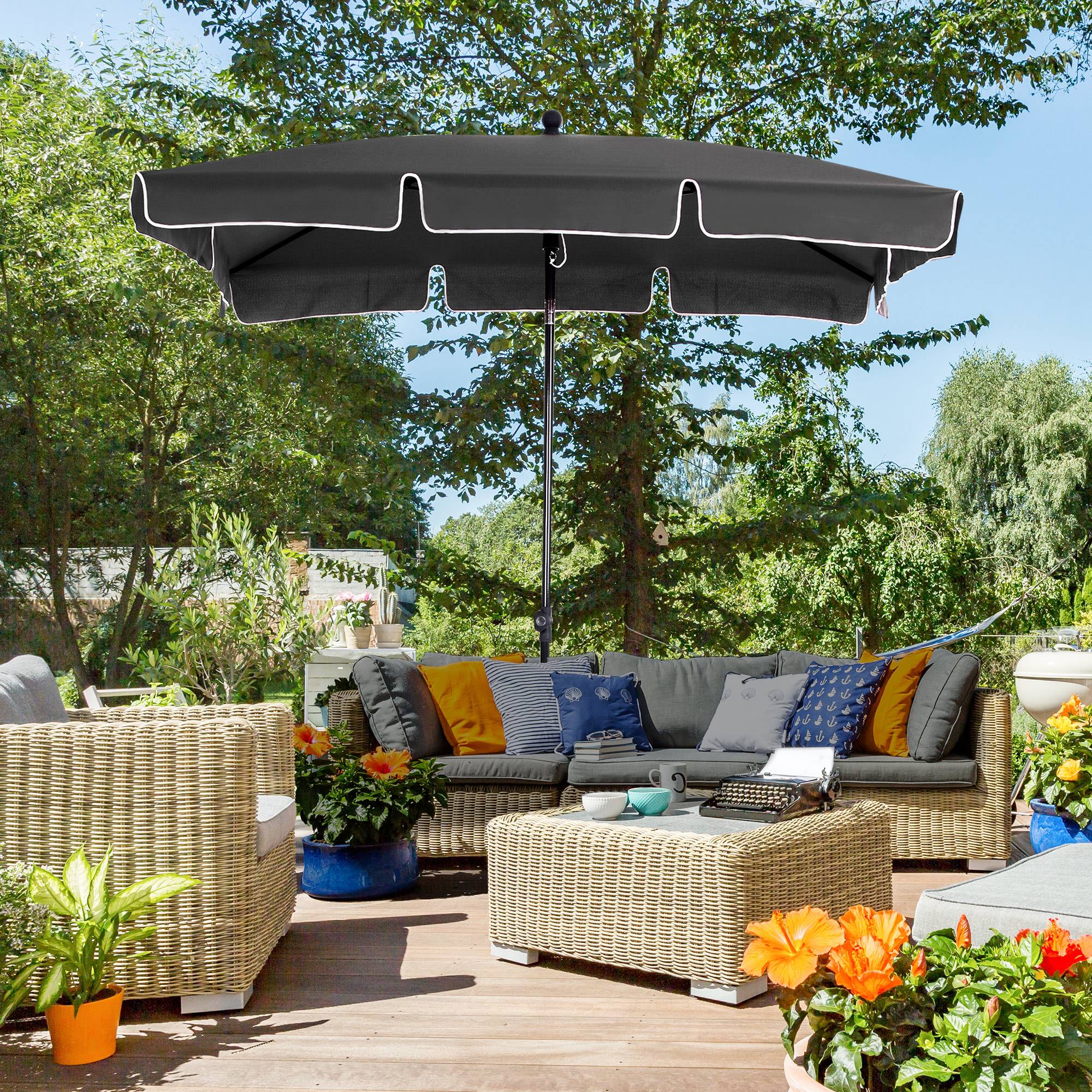 ComfortXL - Parasol Rectangulaire Inclinable Aluminium Balcon Terrasse 200x130cm Gris - ComfortXL Outdoor Living - Image 1