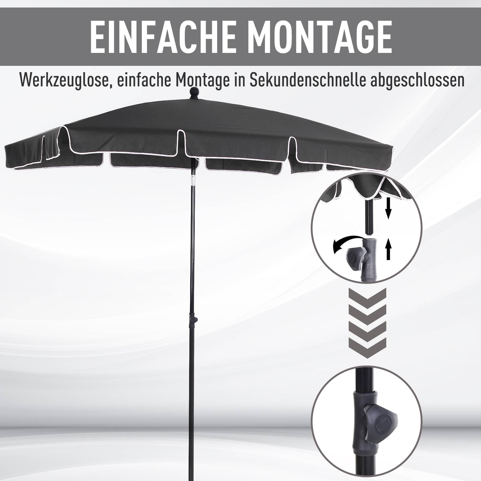 ComfortXL - Parasol Rectangulaire Inclinable Aluminium Balcon Terrasse 200x130cm Gris - ComfortXL Outdoor Living - Image 5