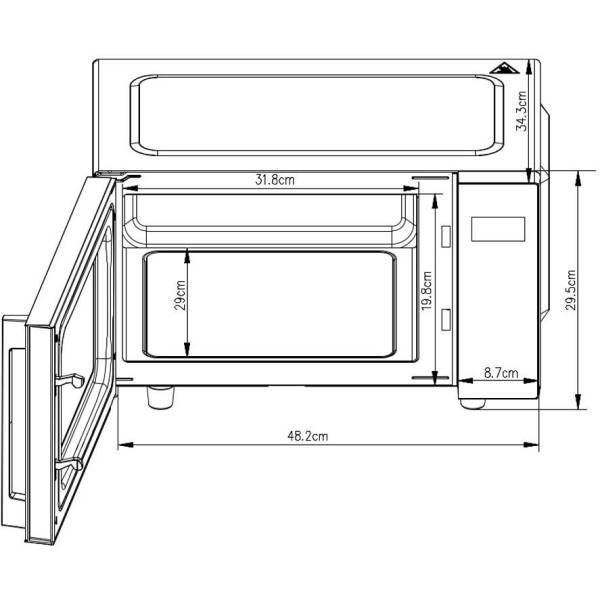Micro-ondes sans plateau tournant - Flatbed - Grill - CONTINENTAL EDISON - CEMO23FB - 1280 W - L49,2xH29,7 xP34,8 cm - 23L - Noi - Image 6