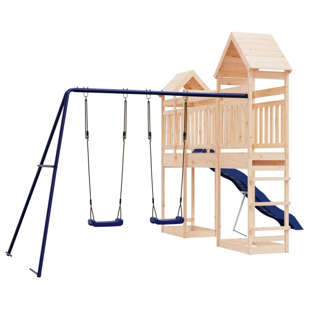 Helloshop26 - Aire de jeux d'extérieur balançoires toboggan portiques robuste jeux jardin 492 x 358 x 238 cm bois de pin massif - Imagen 1