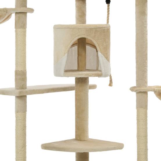 Arbre à chat bois et sisal beige et blanc 103 x 77 x 203 cm - PANGIVO - Image 5