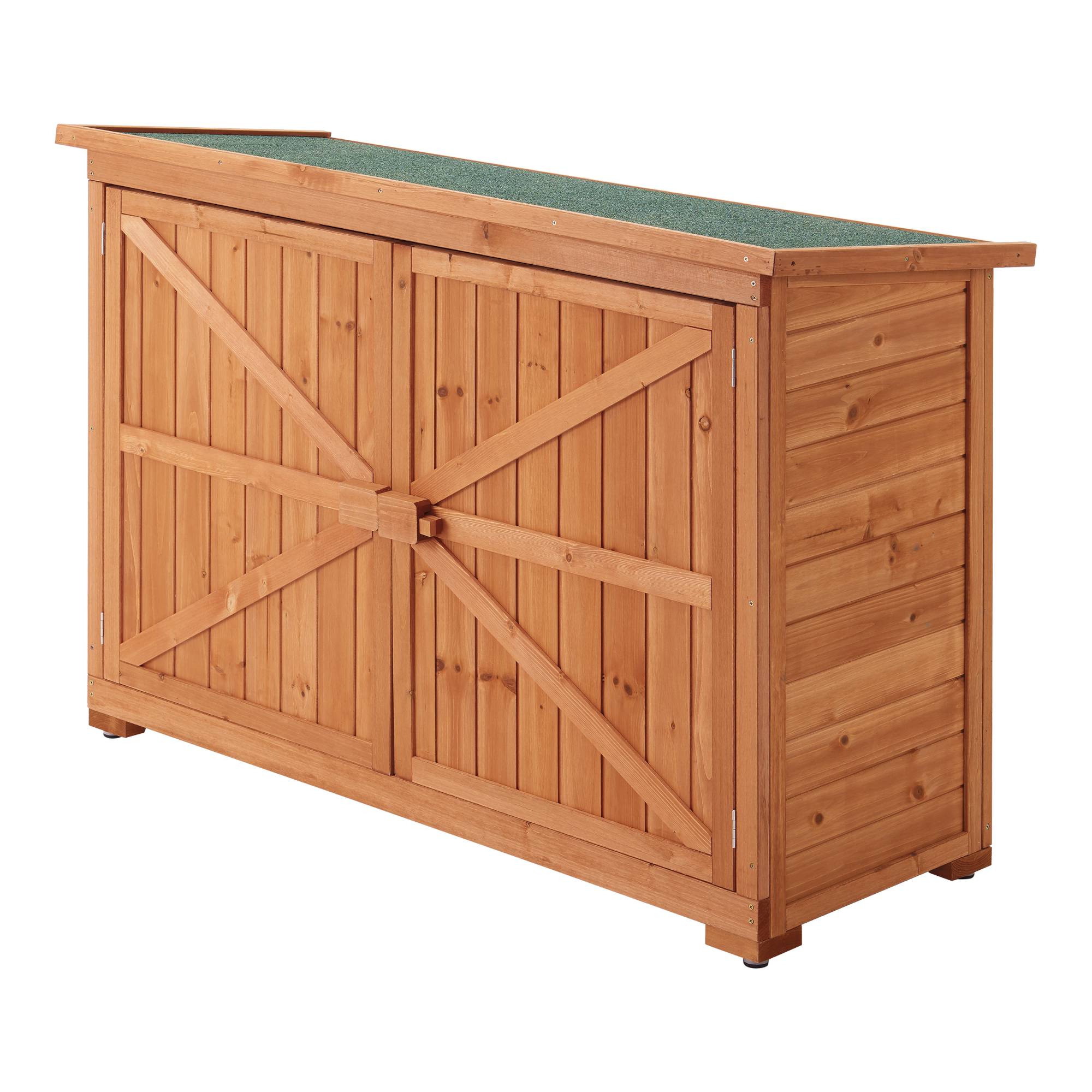 Cofre de almacenamiento de 2 puertas Kerteminde para exterior leñera de abeto 88 x 128 x 50 cm [en.casa] - Imagen 1