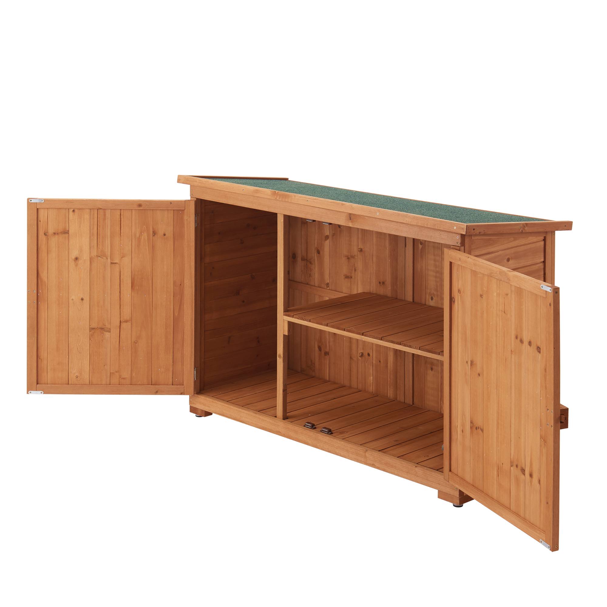 Cofre de almacenamiento de 2 puertas Kerteminde para exterior leñera de abeto 88 x 128 x 50 cm [en.casa] - Imagen 4