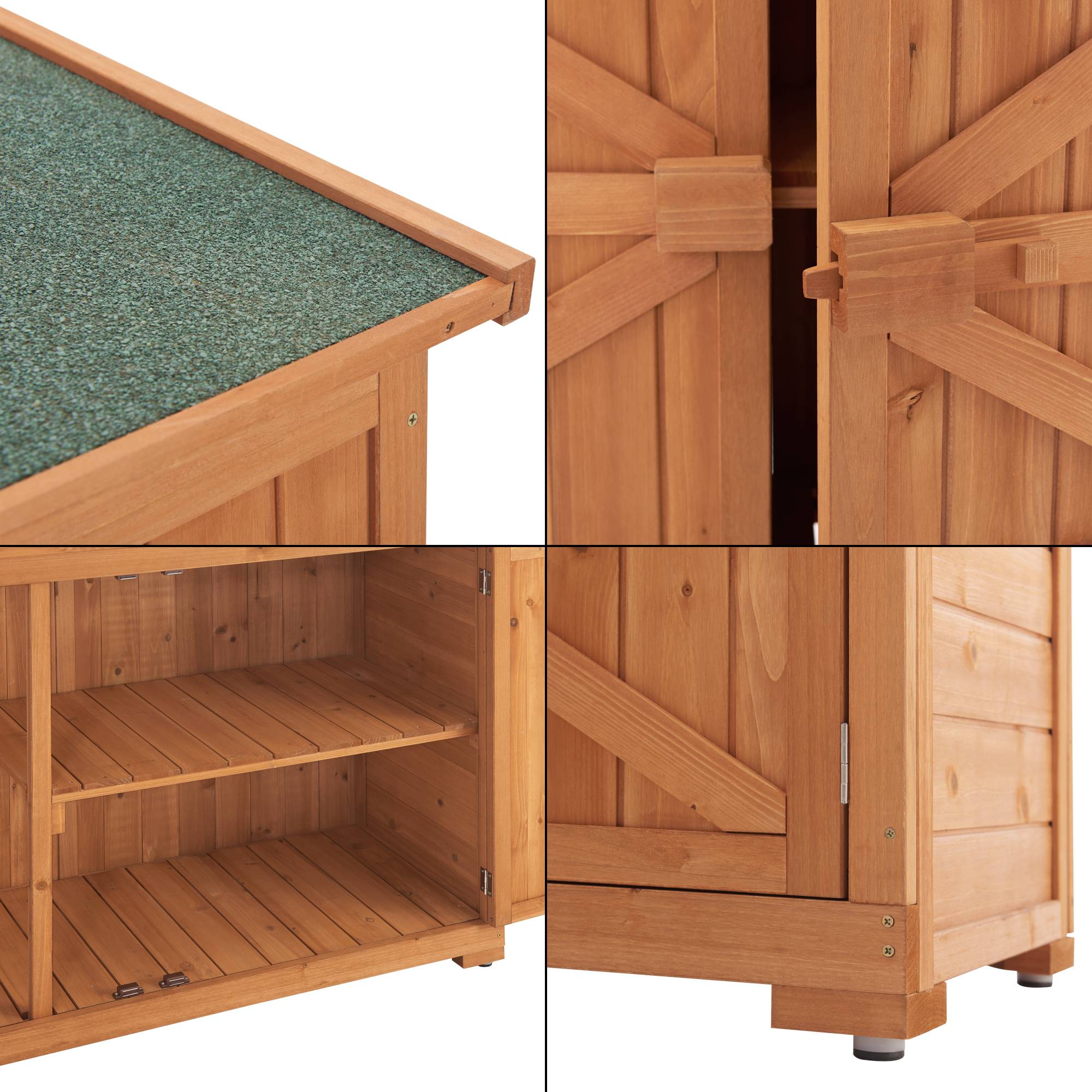 Cofre de almacenamiento de 2 puertas Kerteminde para exterior leñera de abeto 88 x 128 x 50 cm [en.casa] - Imagen 7