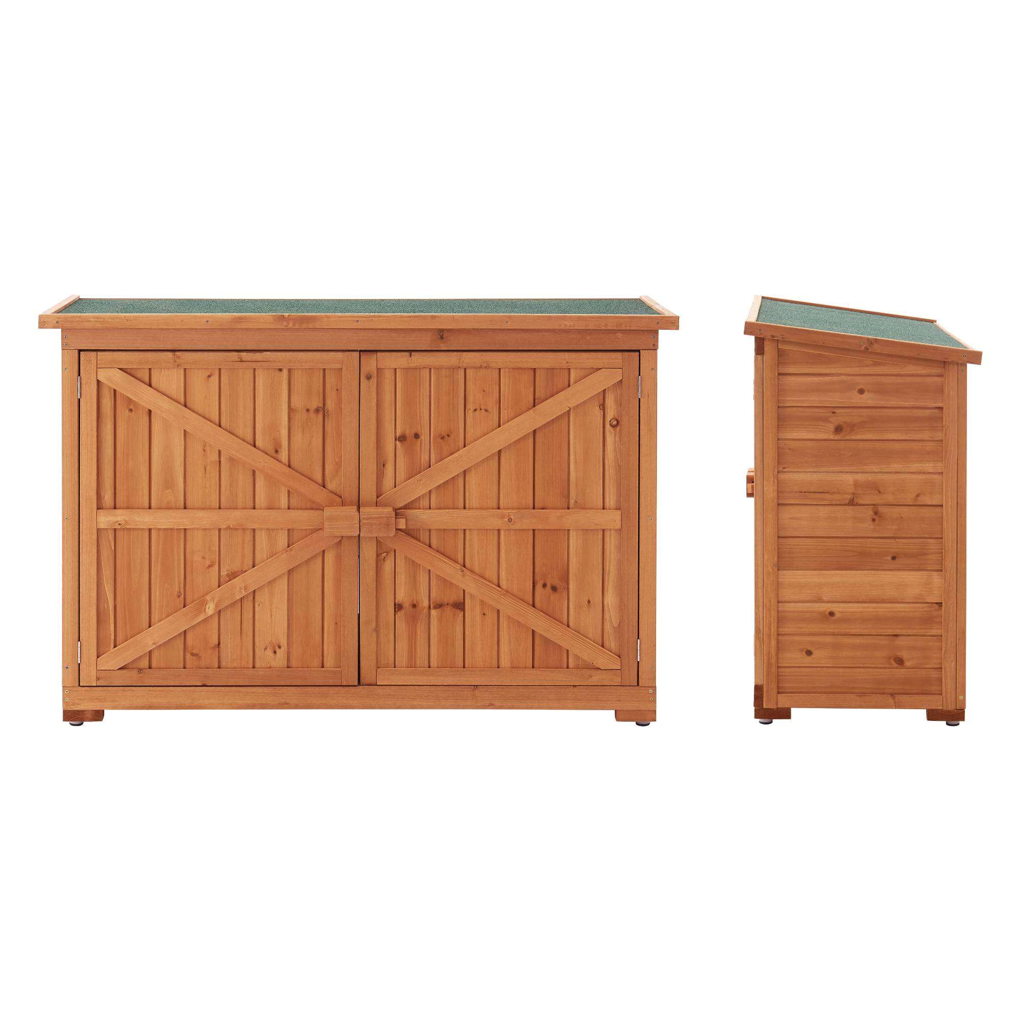 Cofre de almacenamiento de 2 puertas Kerteminde para exterior leñera de abeto 88 x 128 x 50 cm [en.casa] - Imagen 5