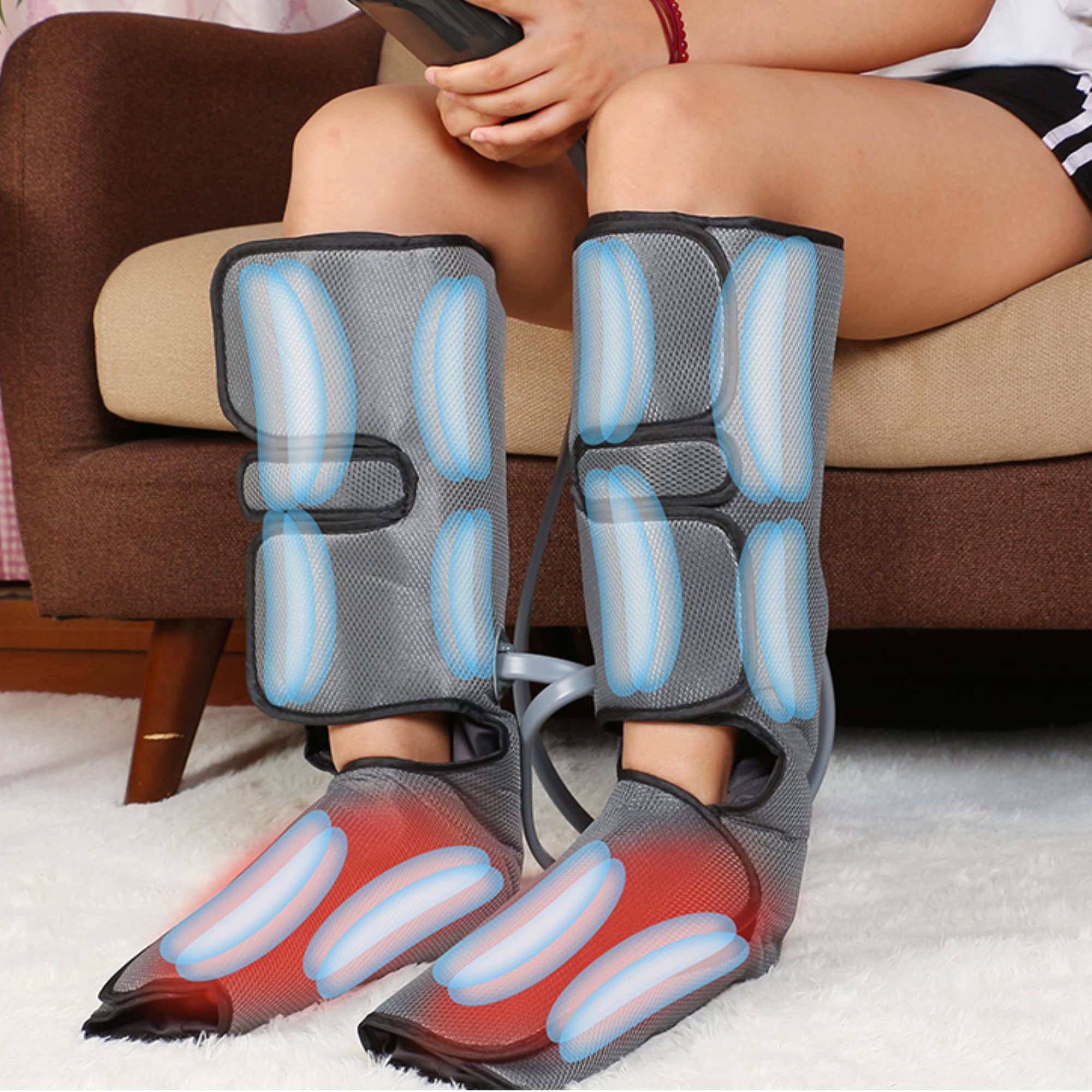 Fishtec - Masseur pieds et mollets FISHTEC, technique pressothérapie, fonction chaleur, télécommandé, 3 modes et 3 intensités, coloris gris - Image 2