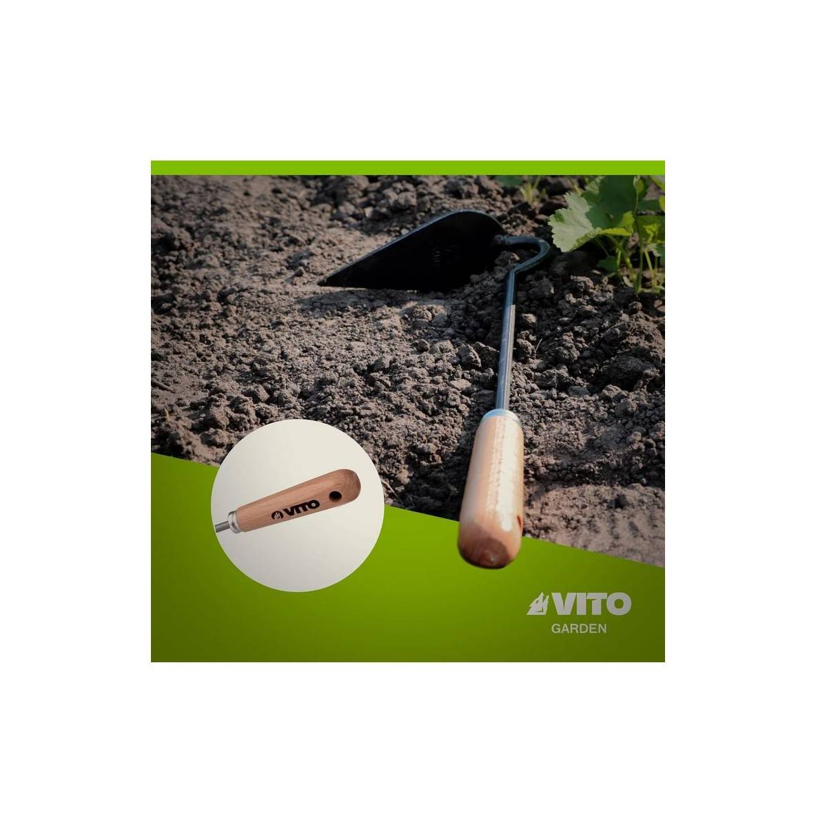 Binette de jardin Inox et Fer forgés à la main Manche bois VITO - Imagen 4