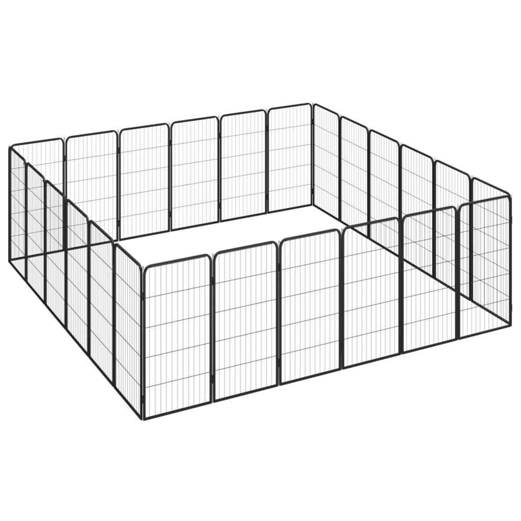 Vidaxl - Parc pour chien 24panneaux Noir 50x100cm Acier enduit de poudre vidaXL 3115962 - Imagen 7