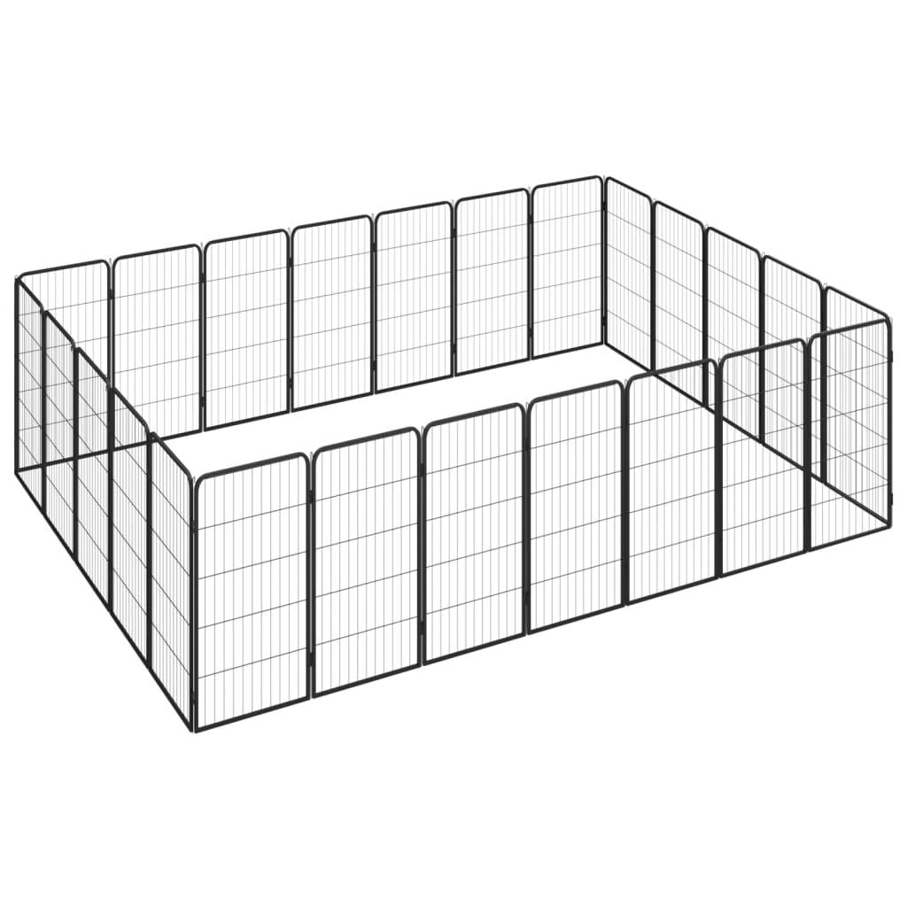 Vidaxl - Parc pour chien 24panneaux Noir 50x100cm Acier enduit de poudre vidaXL 3115962 - Imagen 1