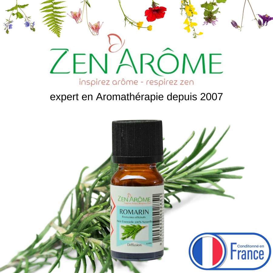 Huile Essentielle de Romarin – 100% Pure et Naturelle - Diffusion pour Aromathérapie – 10ml – Conditionné en France - Zen'Arôme
