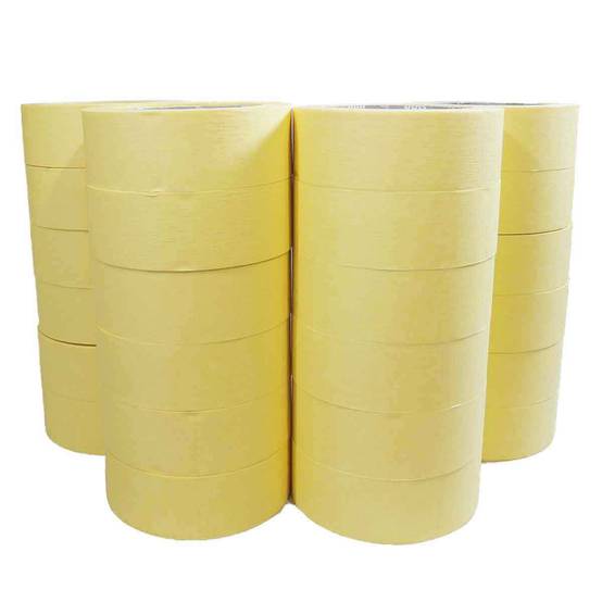 Ruban adhésif de masquage jaune jusqu'à 80° - rouleau adhésif 38 mm x 50 m pour la peinture - Carton de 24 rouleaux TECPLAST - Image 1