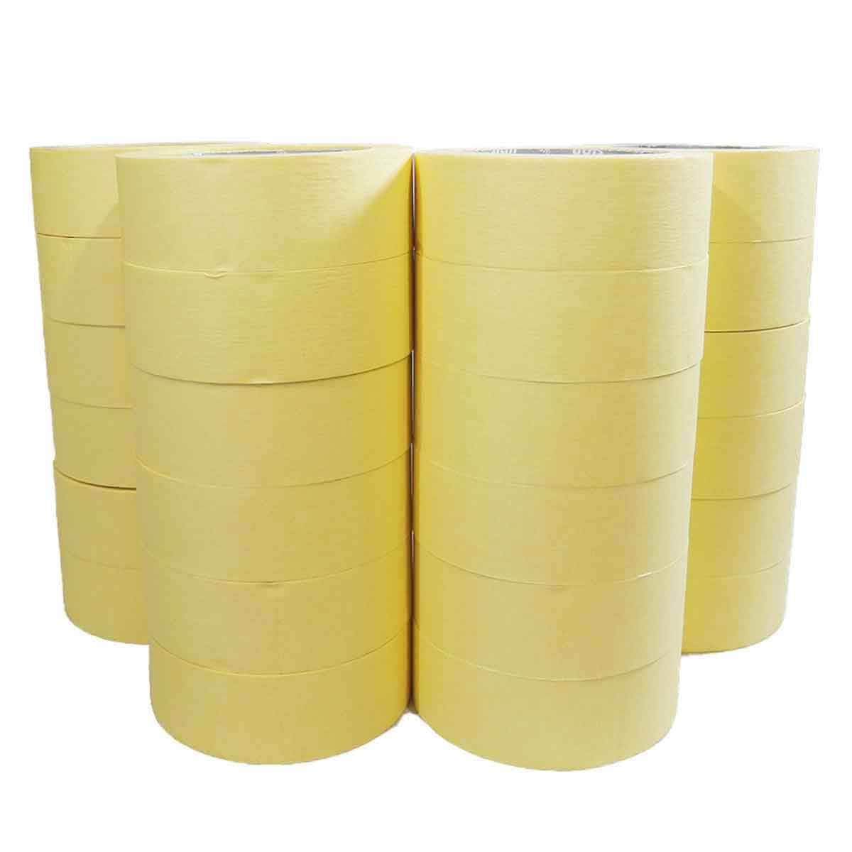 Ruban adhésif de masquage jaune jusqu'à 80° - rouleau adhésif 38 mm x 50 m pour la peinture - Carton de 24 rouleaux TECPLAST - Imagen 1