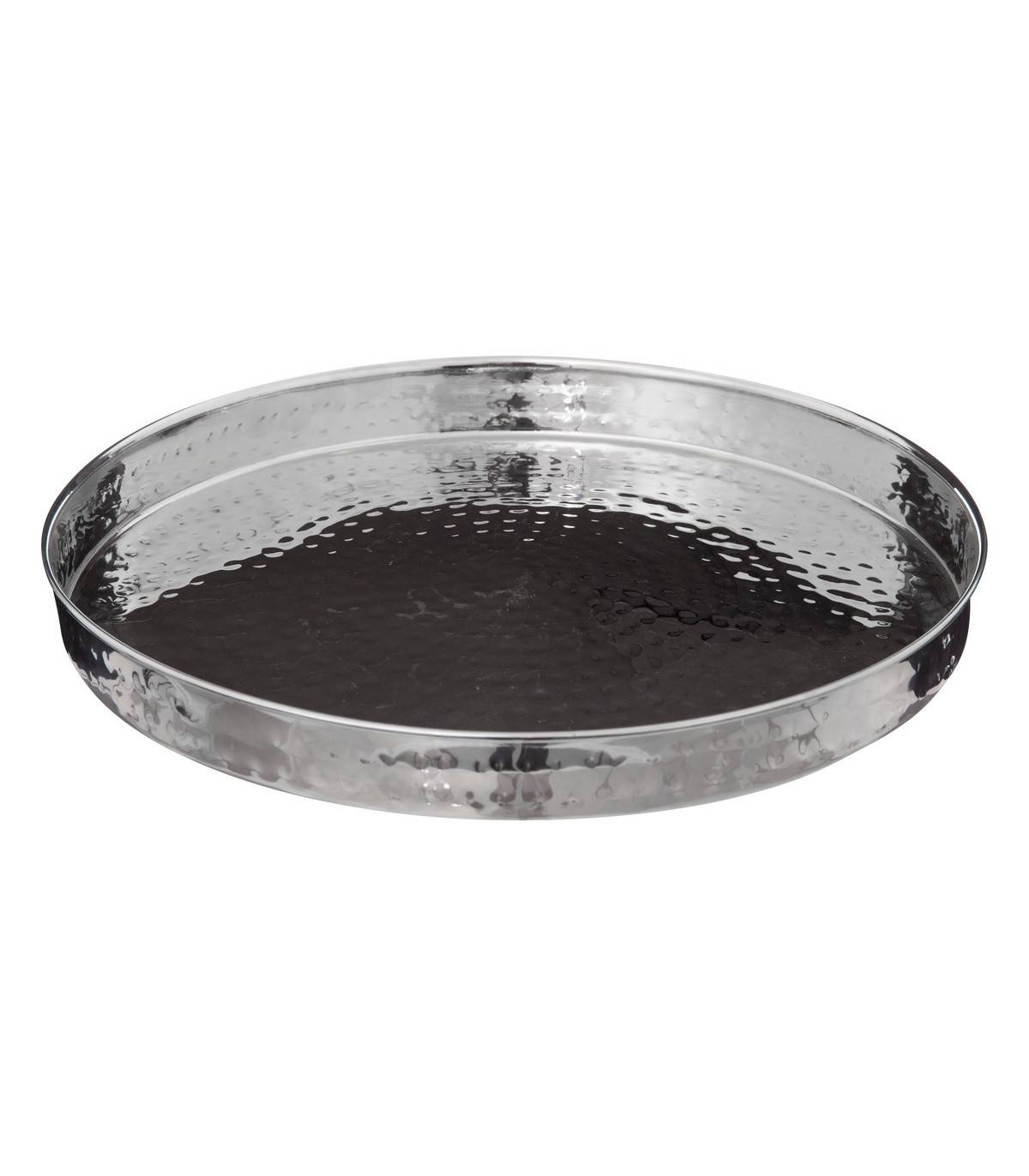 Plateau de présentation en Inox martelé D 35 cm