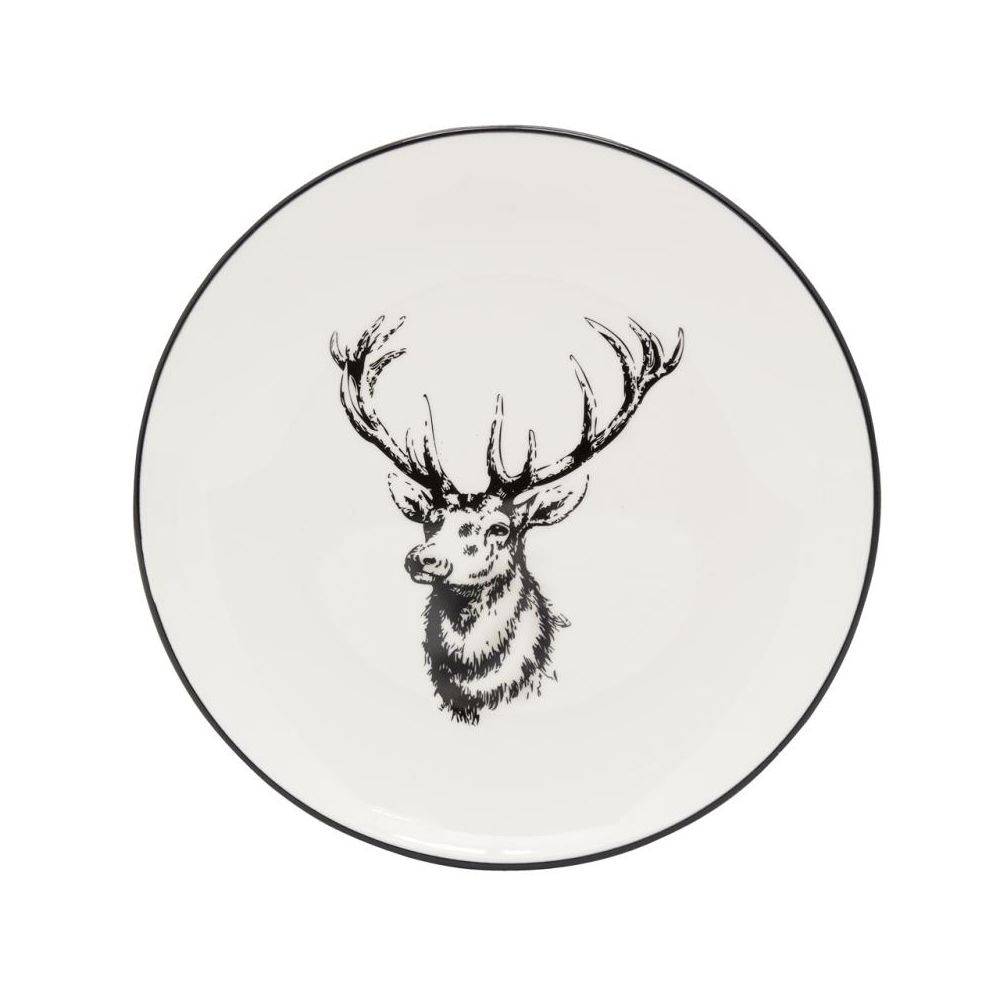 Aubry Gaspard - Vaisselle Cerf en porcelaine blanche et noire (lot de 6) Assiette Ø19 - Imagen 4
