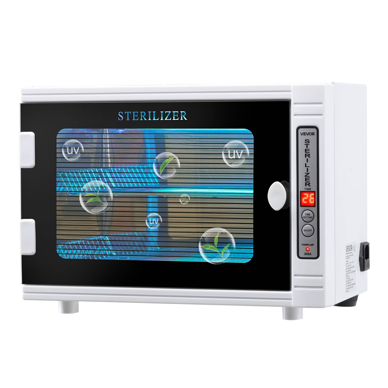 VEVOR Stérilisateur UV grande capacité 12L. Minuterie, longueur d'onde 185nm. Pour labo, maison, salon de beauté.