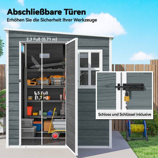 ComfortXL - Abri de jardin résine aspect bois 182 x 182 x 196 cm avec fenêtres et plancher - ComfortXL Outdoor Living - Image 8
