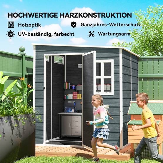 ComfortXL - Abri de jardin résine aspect bois 182 x 182 x 196 cm avec fenêtres et plancher - ComfortXL Outdoor Living - Image 10
