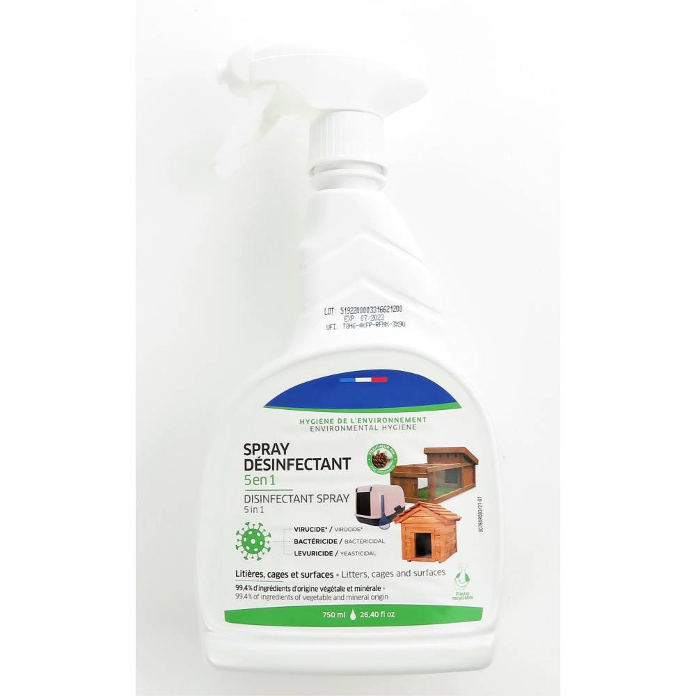 animallparadise - Spray Désinfectant 5 en 1, contenance 750 ml, pour habitat des animaux - Imagen 1
