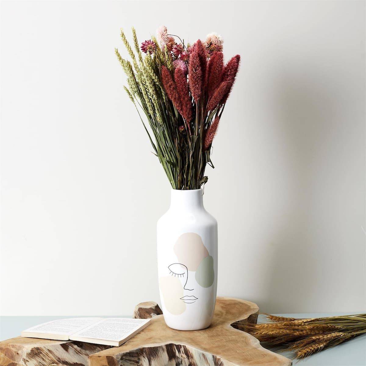 ALTOBUY - Vase en céramique blanc avec visage abstrait (H29 cm) - - Image 3