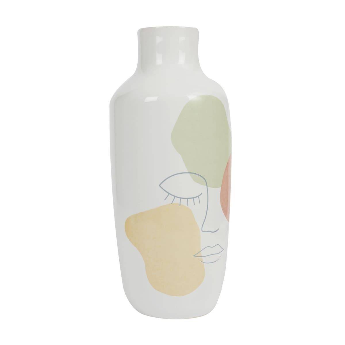 ALTOBUY - Vase en céramique blanc avec visage abstrait (H29 cm) - - Image 4