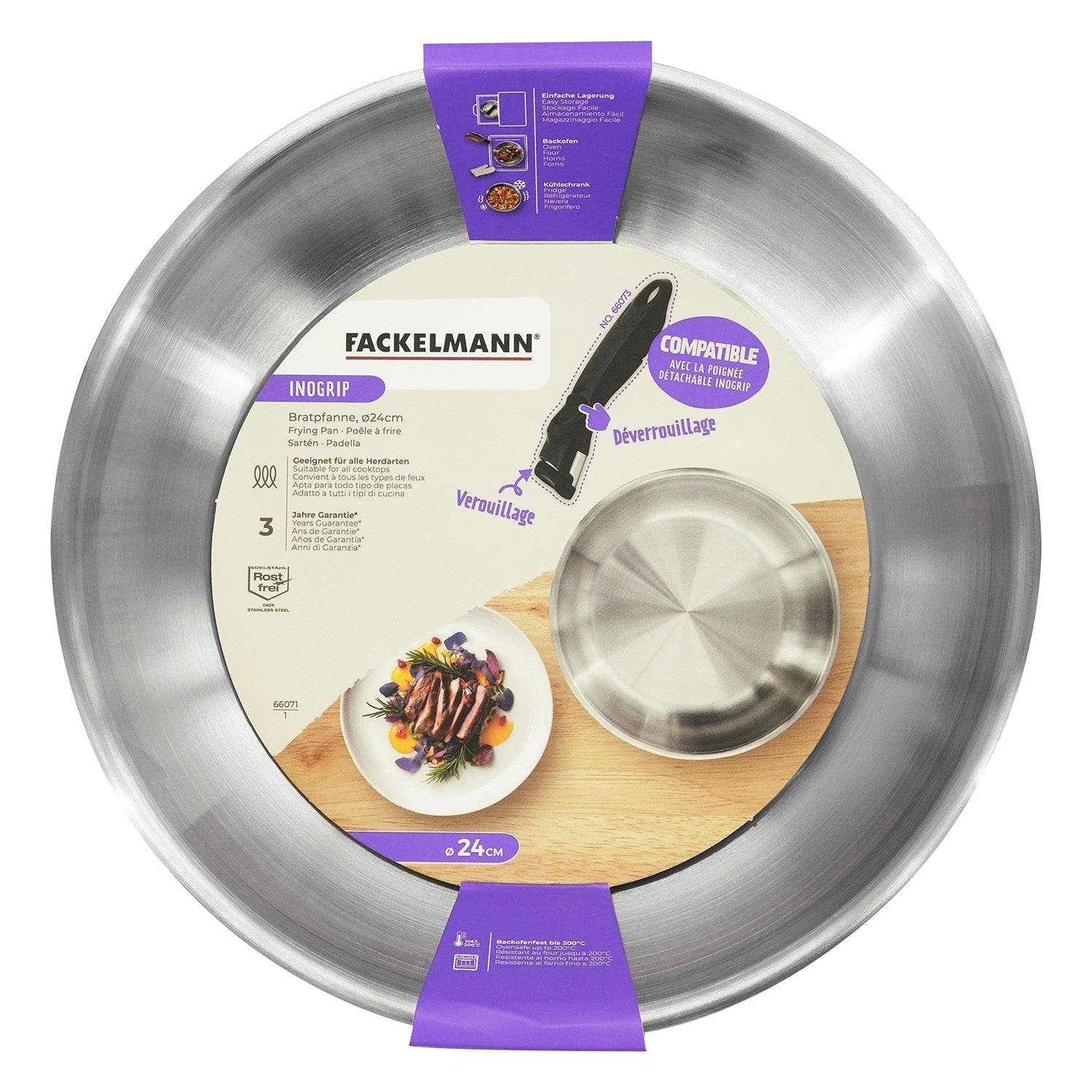 Poêle 24 cm en inox manche amovible Fackelmann InoGrip - Image 9