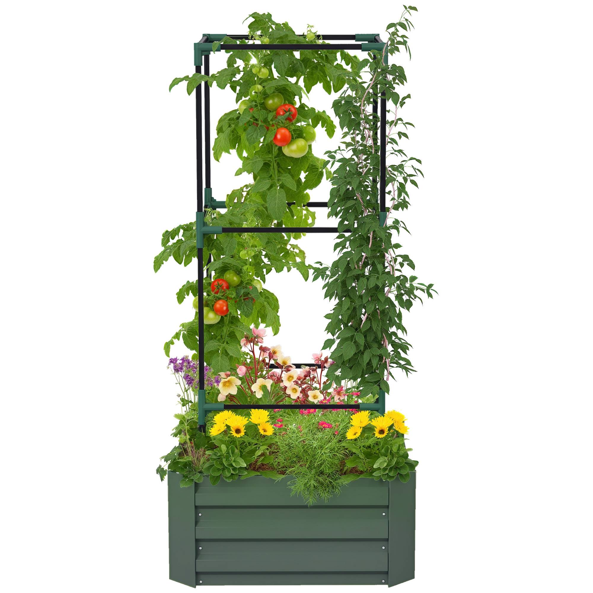 PANGIVO - Carré potager acier galvanisé vert 61 x 61 x 140 cm - PANGIVO - Image 1