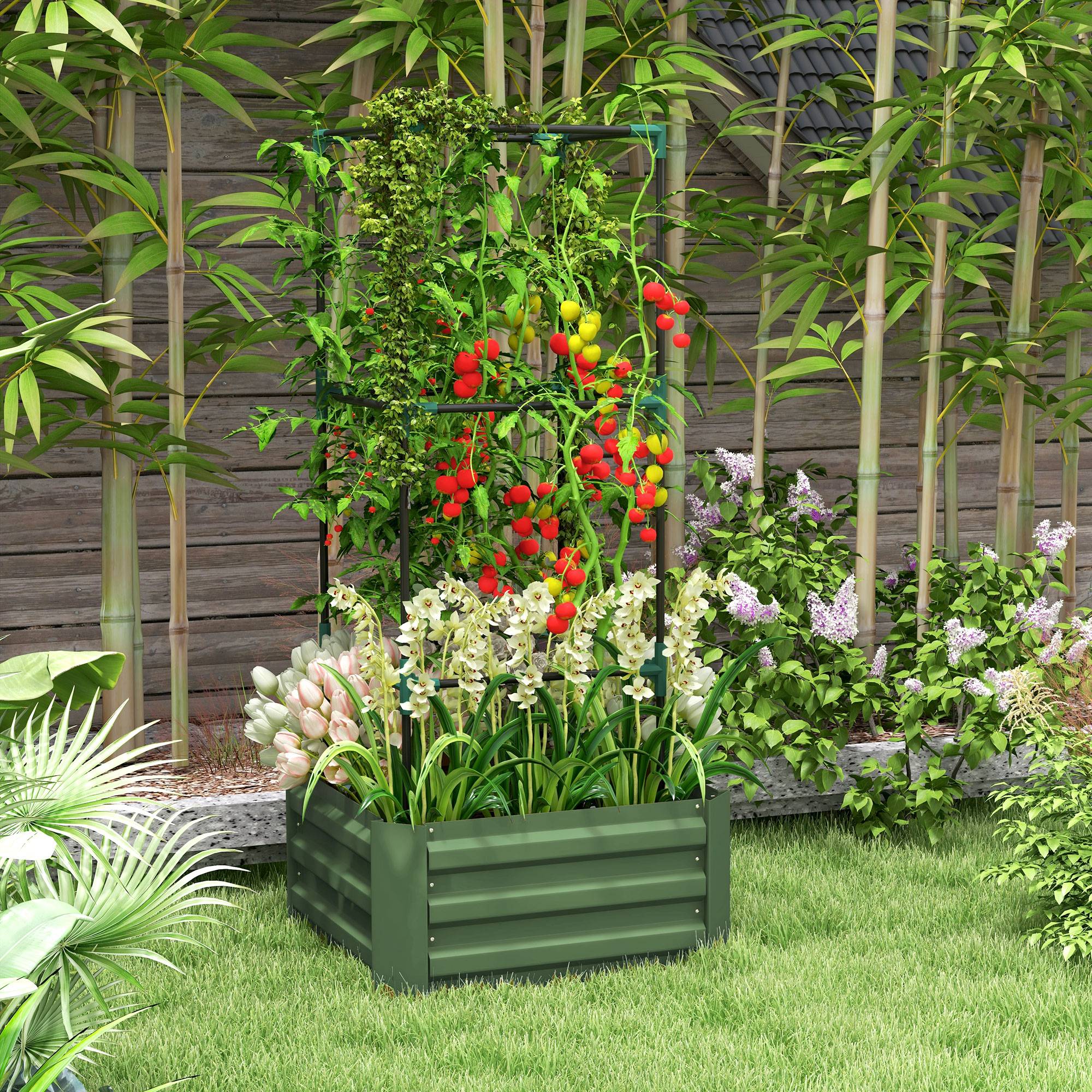 PANGIVO - Carré potager acier galvanisé vert 61 x 61 x 140 cm - PANGIVO - Image 4