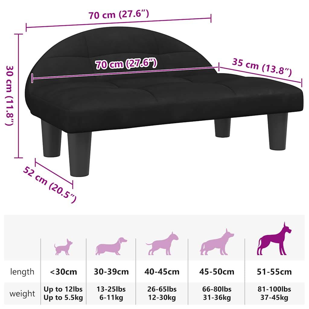 ComfortXL - Canapé lit pour chien en velours et bois pour salon ou chambre Noir 70x52 cm – ComfortXL Pet Living - Image 7