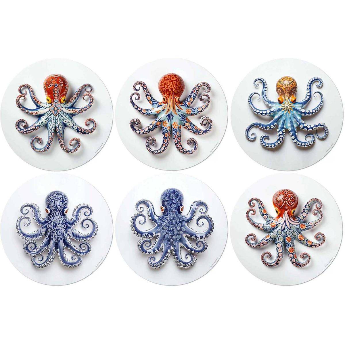 Set de table en vinyle 38 cm Octopus Lot de 6 sets de table motifs assortis - Imagen 1