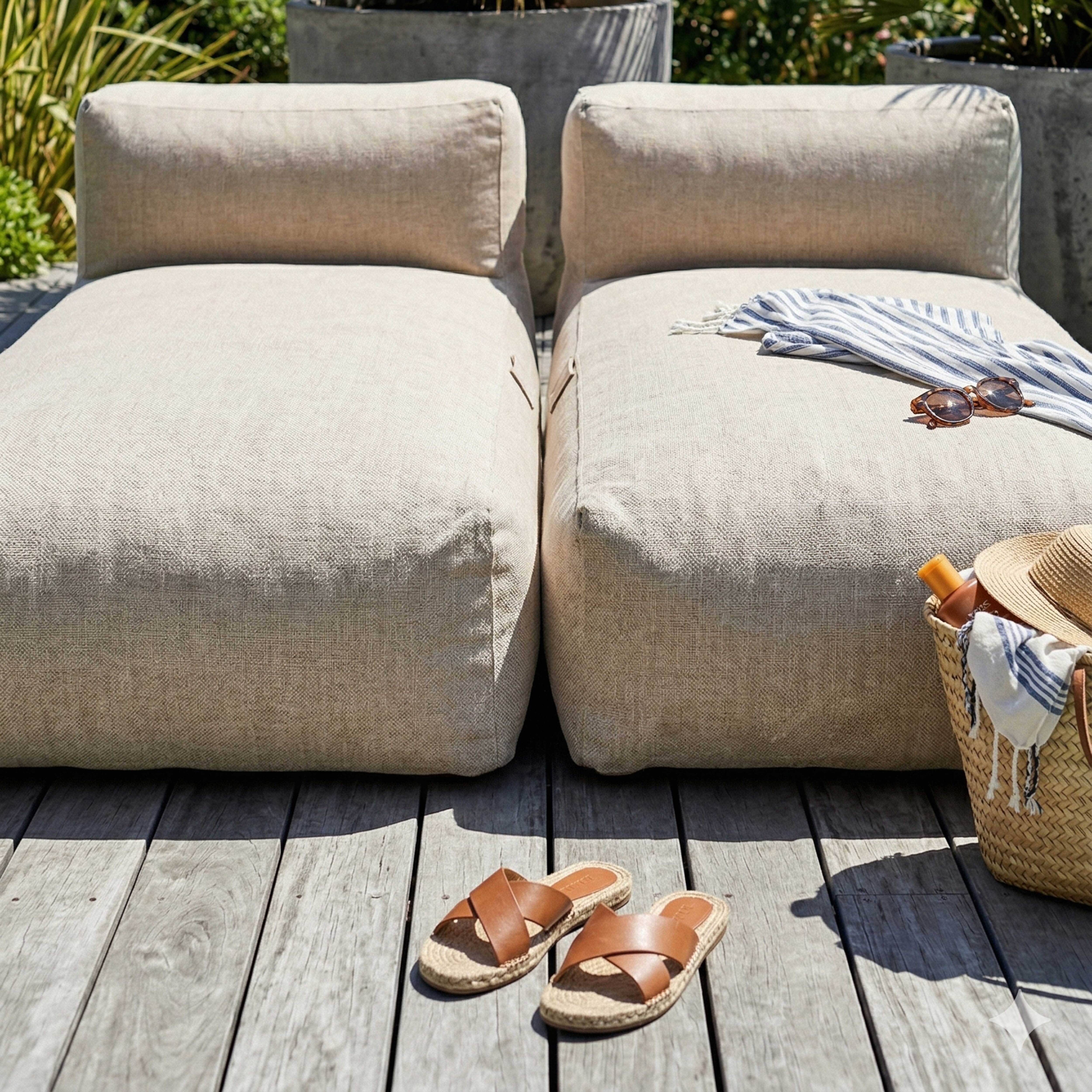 Oviala - Salon de jardin modulable avec 2 méridiennes beige Mixi - Oviala - Image 3